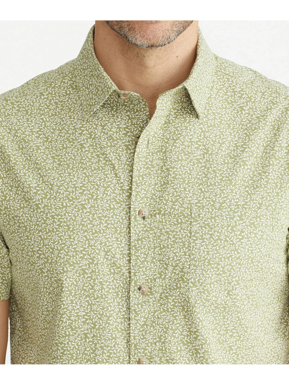 UNTUCKit Byers Slim Fit Size XL Green Olive Vine Print Cotton Short-Sleeve Shirt